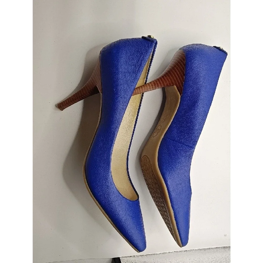 Michael Kors Women Pumps Size 8 M Flex Mid Cobalt Blue Saffiano Leather